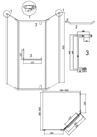 Душевой уголок Grossman Pragma 302.K33.03.1010.32.00 100х100 стекло прозрачное профиль золото без поддона
